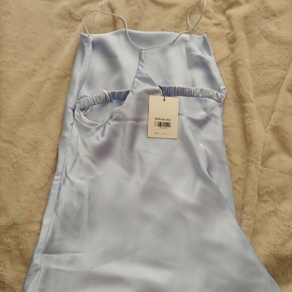 BRAND NEW Hello Molly baby blue satin mini dress size S/ US 4 - Picture 7 of 15